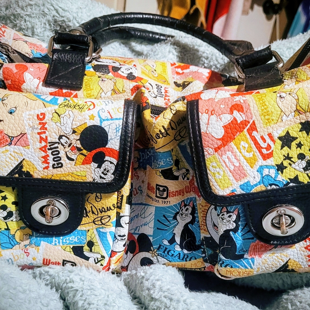 VINTAGE Colorful Disney Cartoon Print Handbag